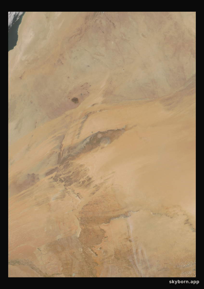 The Earth on 15 July 2019 · Eye of the Sahara, Mauritania