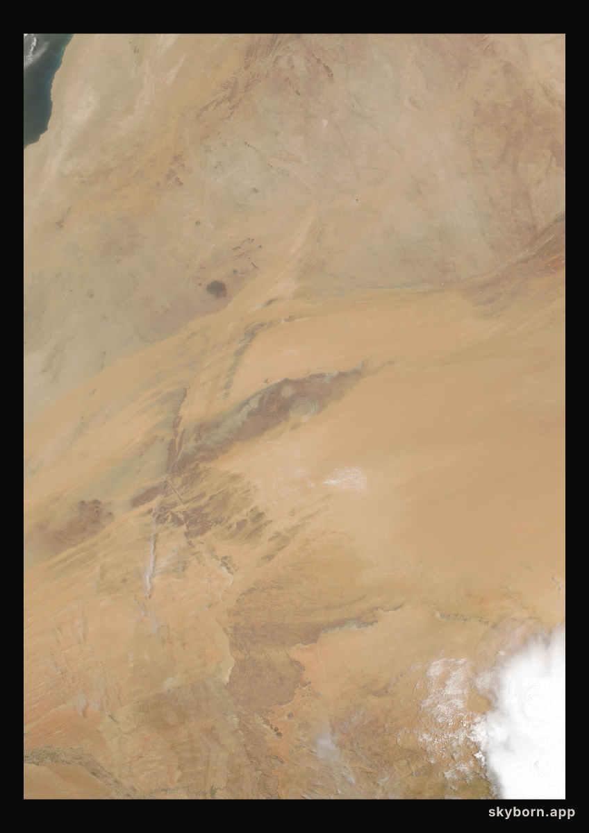 The Earth on 26 July 2019 · Eye of the Sahara, Mauritania