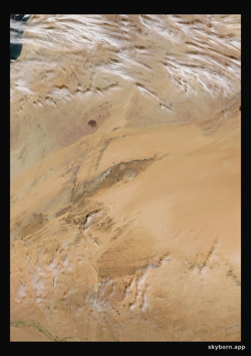 The Earth on 15 December 2019 · Eye of the Sahara, Mauritania