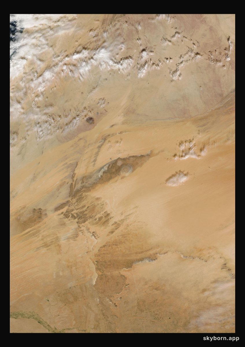 The Earth on 4 January 2021 · Eye of the Sahara, Mauritania