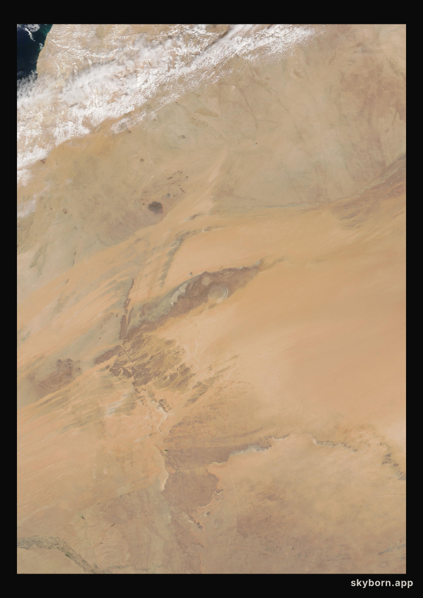 The Earth on 21 February 2021 · Eye of the Sahara, Mauritania