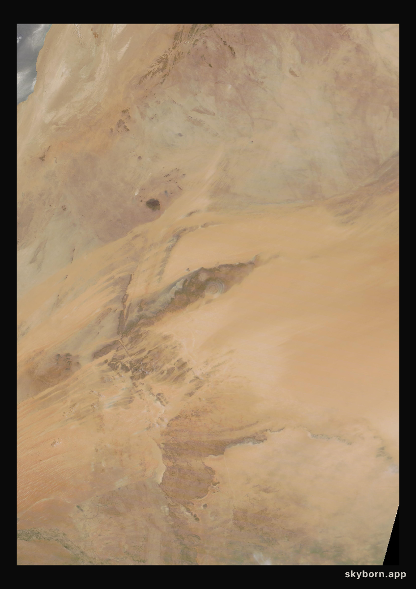 The Earth on 10 August 2021 · Eye of the Sahara, Mauritania