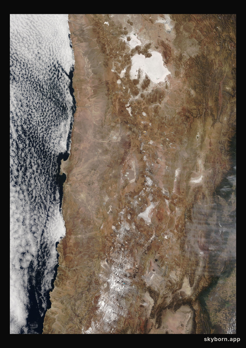 The Earth on 30 August 2021 · Atacama and the Andes