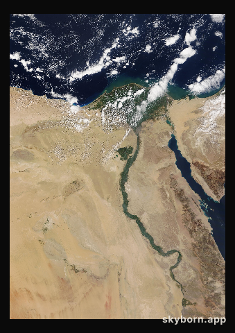 The Earth on 14 February 2022 · Nile Delta and Sinai