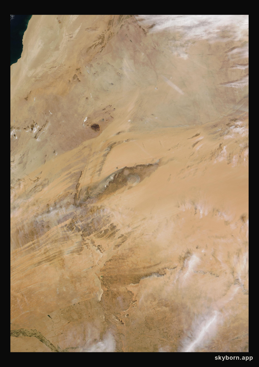 The Earth on 31 January 2023 · Eye of the Sahara, Mauritania