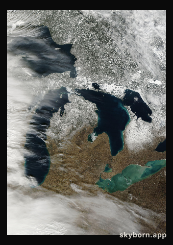The Earth on 14 February 2023 · Great Lakes
