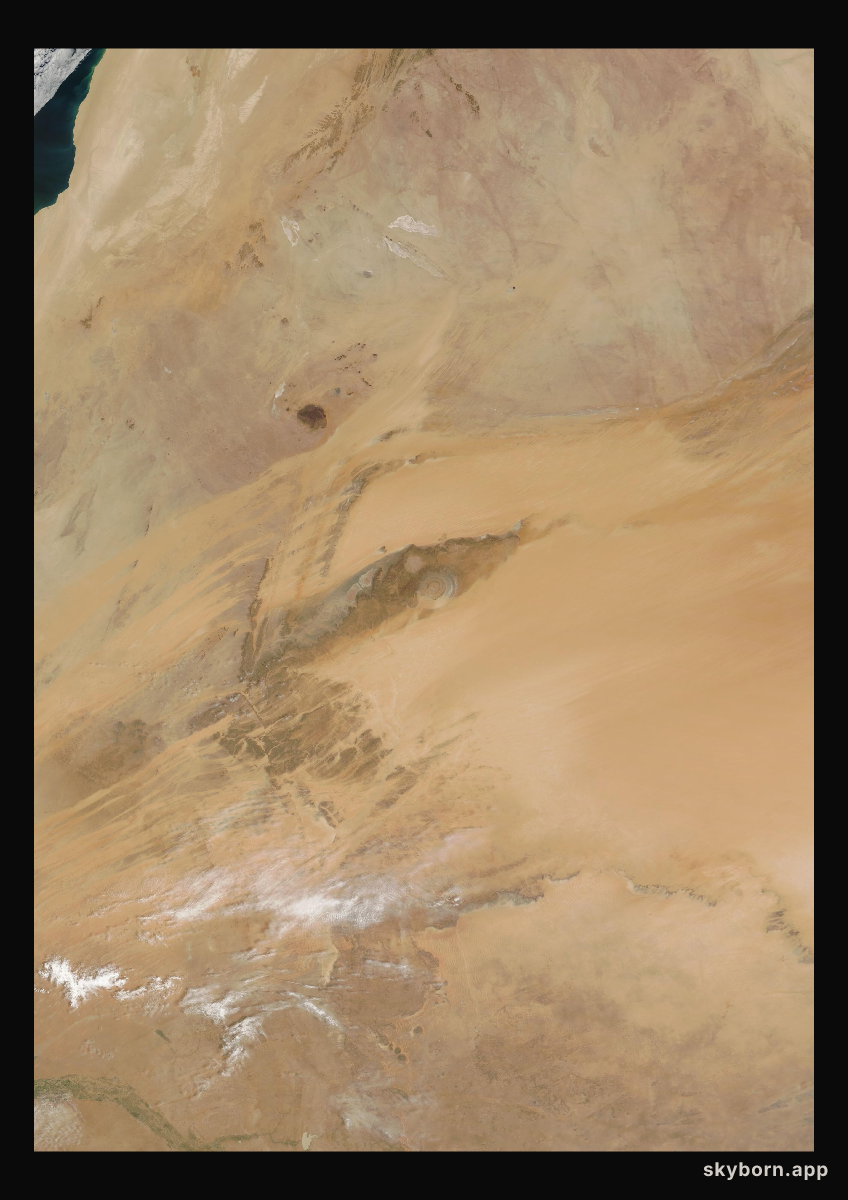The Earth on 3 April 2023 · Eye of the Sahara, Mauritania