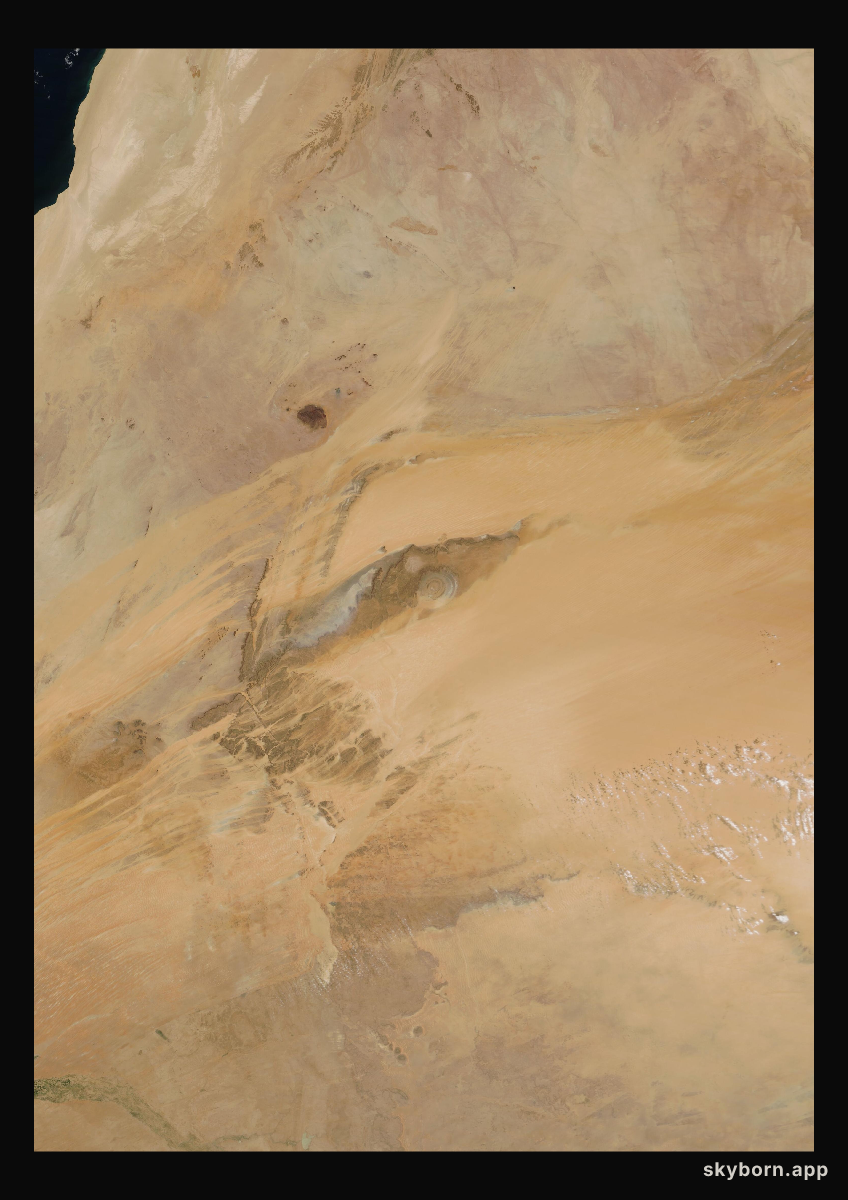The Earth on 3 April 2024 · Eye of the Sahara, Mauritania