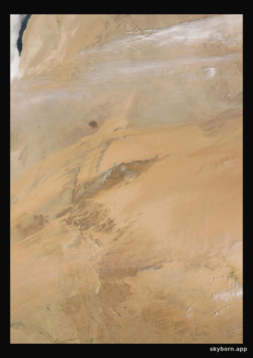 The Earth on 5 April 2024 · Eye of the Sahara, Mauritania