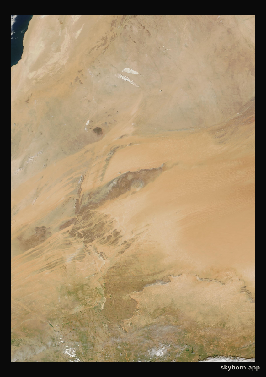 The Earth on 9 October 2024 · Eye of the Sahara, Mauritania