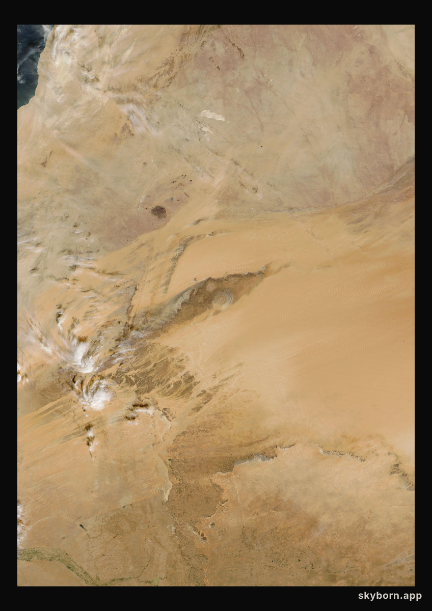 The Earth on 1 January 2025 · Eye of the Sahara, Mauritania
