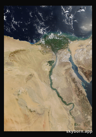 The Earth on 16 February 2025 · Nile Delta and Sinai