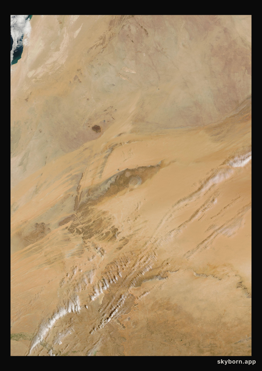 The Earth on 26 March 2025 · Eye of the Sahara, Mauritania