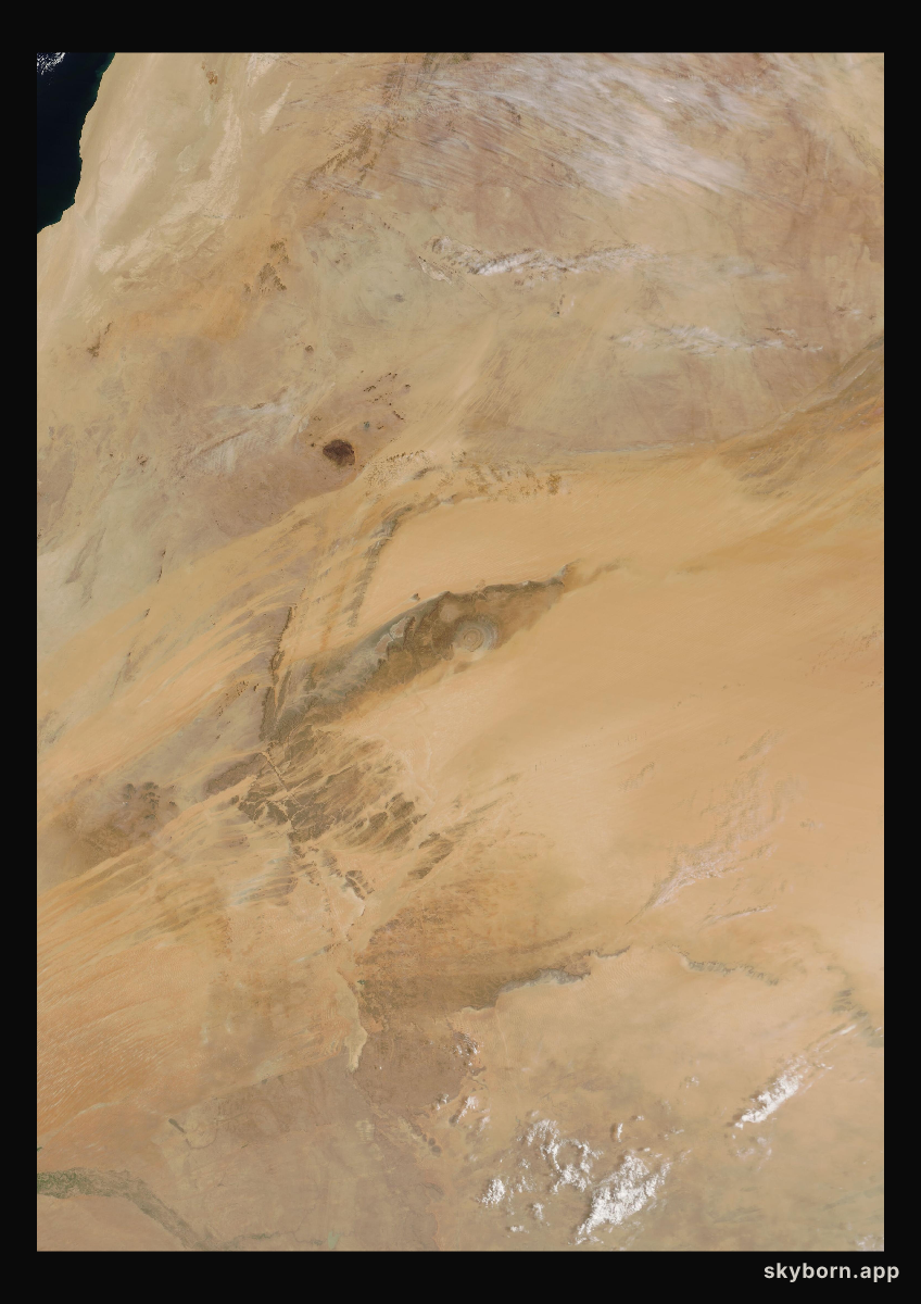 The Earth on 15 May 2025 · Eye of the Sahara, Mauritania
