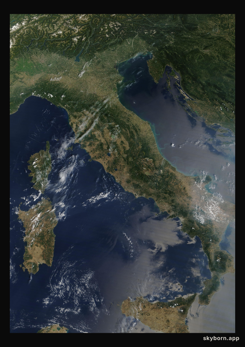 The Earth on 13 August 2025 · Italy and the Adriatic
