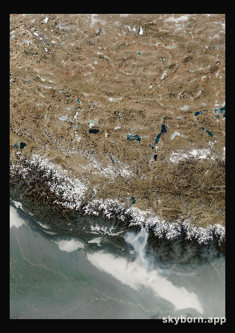 The Earth on 12 January 2026 · Himalaya and Tibet