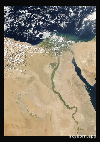 The Earth on 22 February 2026 · Nile Delta and Sinai