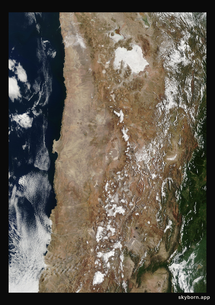 The Earth on 25 February 2026 · Atacama and the Andes