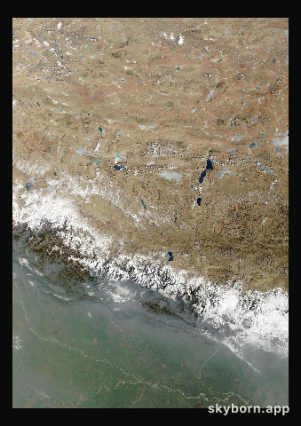 The Earth on 28 February 2026 · Himalaya and Tibet