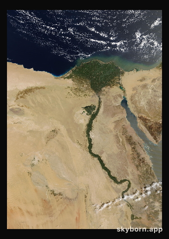 The Earth on 16 March 2026 · Nile Delta and Sinai