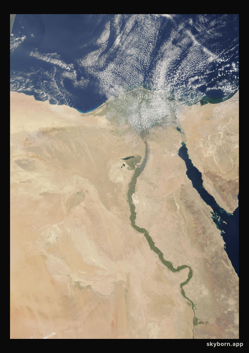 The Earth on 15 August 2026 · Nile Delta and Sinai