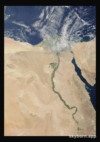 The Earth on 15 August 2026 · Nile Delta and Sinai