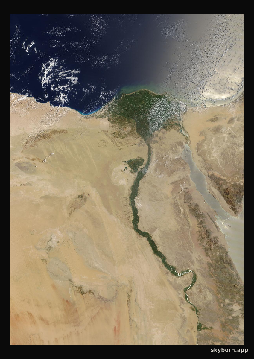 The Earth on 16 August 2026 · Nile Delta and Sinai