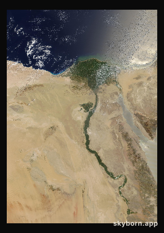 The Earth on 16 August 2026 · Nile Delta and Sinai