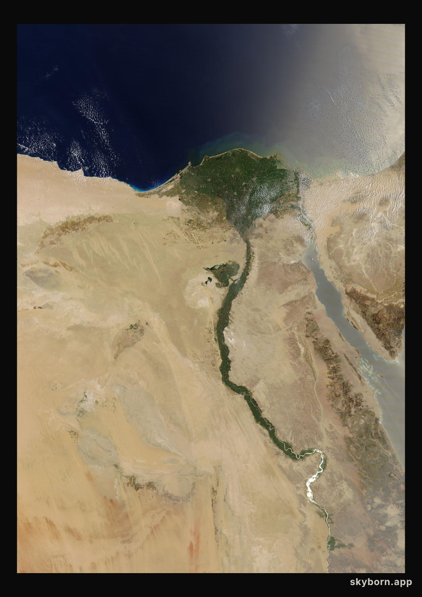 The Earth on 21 August 2026 · Nile Delta and Sinai