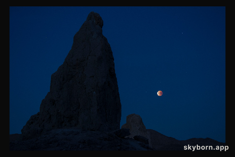 Image shows Trona Pinnacles near California's NASA Armstrong Flight Research Center during Jan. 31 Super Blue Blood Moon. Trona Pinnacles is an unusual geological feature of the state's Desert Nationa