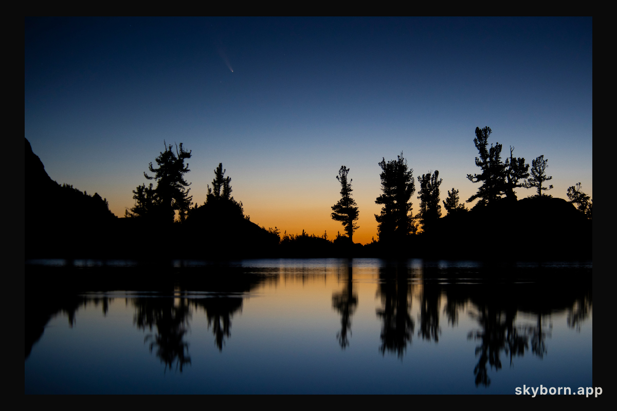 Comet NEOWISE Captured Above Lone Pine Lake at Dawn