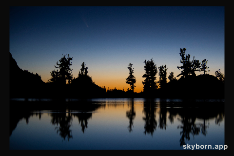 Comet NEOWISE Captured Above Lone Pine Lake at Dawn