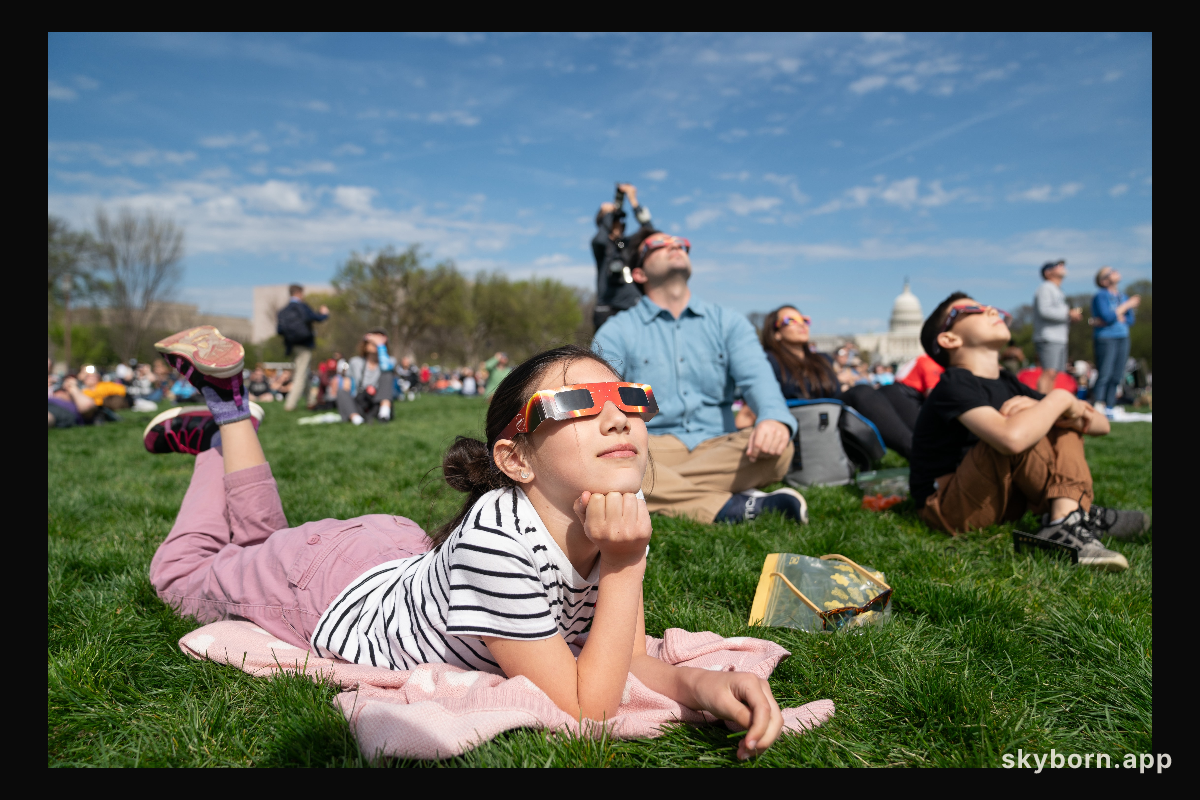Miranda Dyal (9) views a partial solar eclipse in Washington, DC, Monday, April 8, 2024