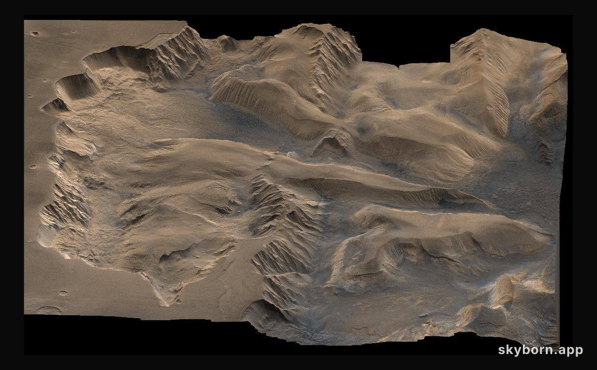 Oblique View with Altimetry of Valles Marineris
