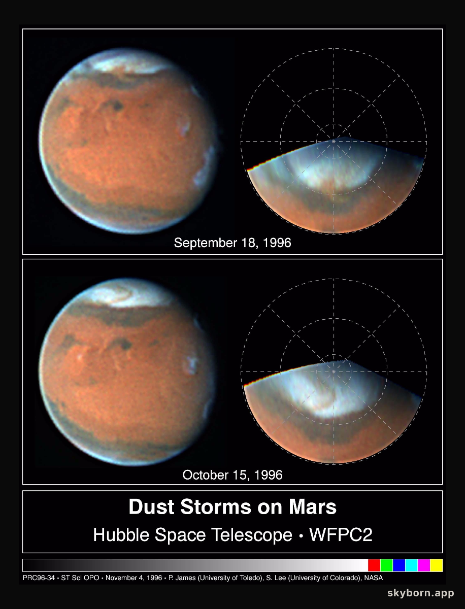 Springtime Dust Storm Swirls at Martian North Pole