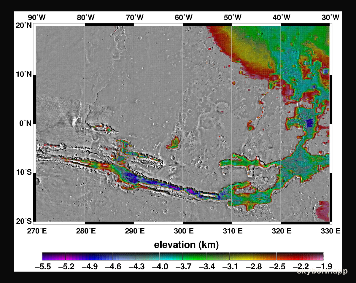 Elevations Within the Floor of the Valles Marineris