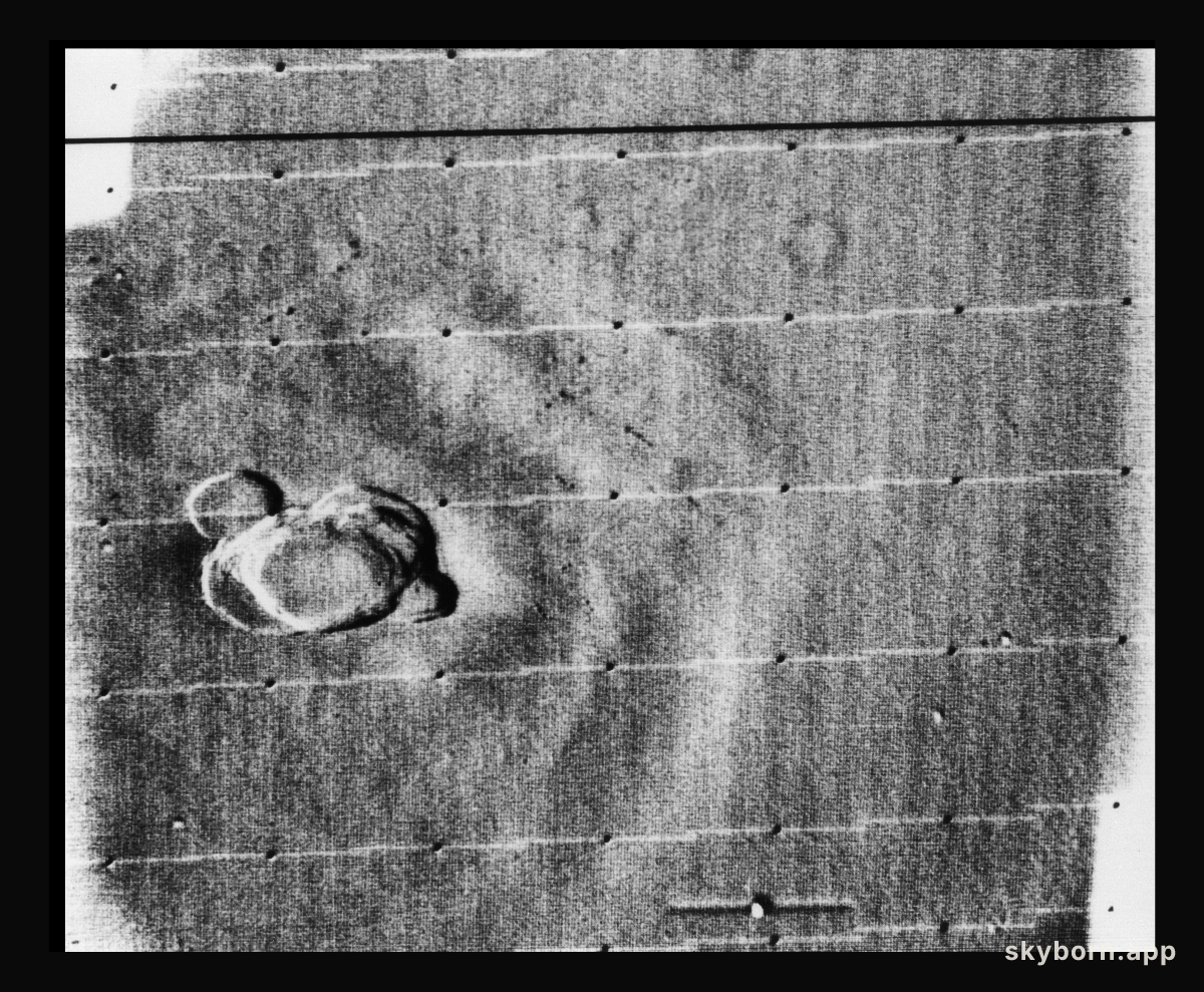 Mariner 9 views Olympus Mons standing above the Martian Dust Storm