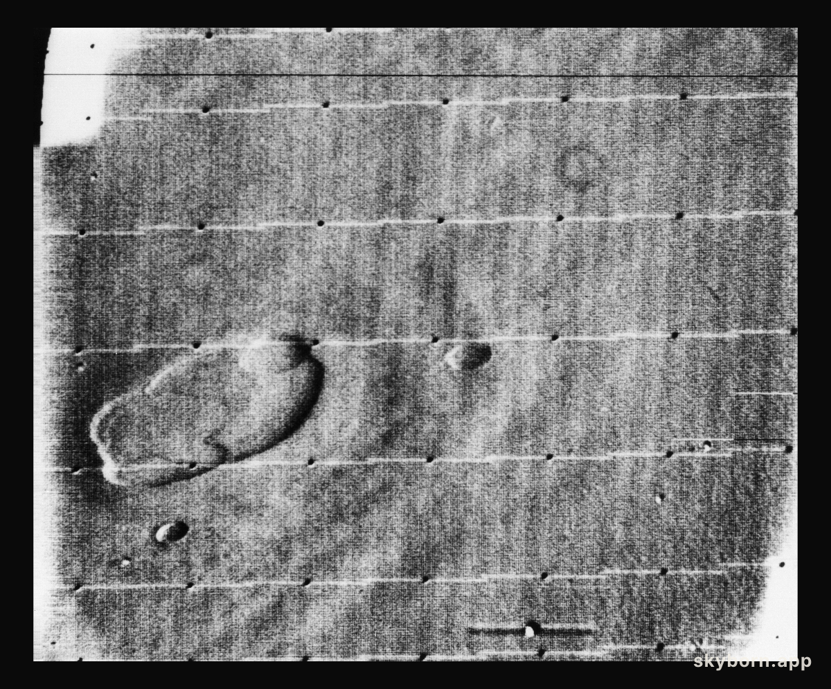 Mariner 9 views Ascraeus Lacus above the Martian Dust Storm