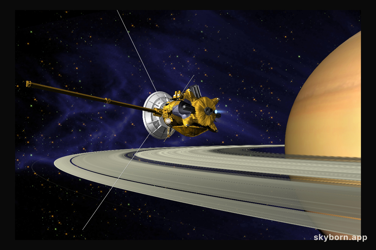 Artists Conception of Cassini Saturn Orbit Insertion