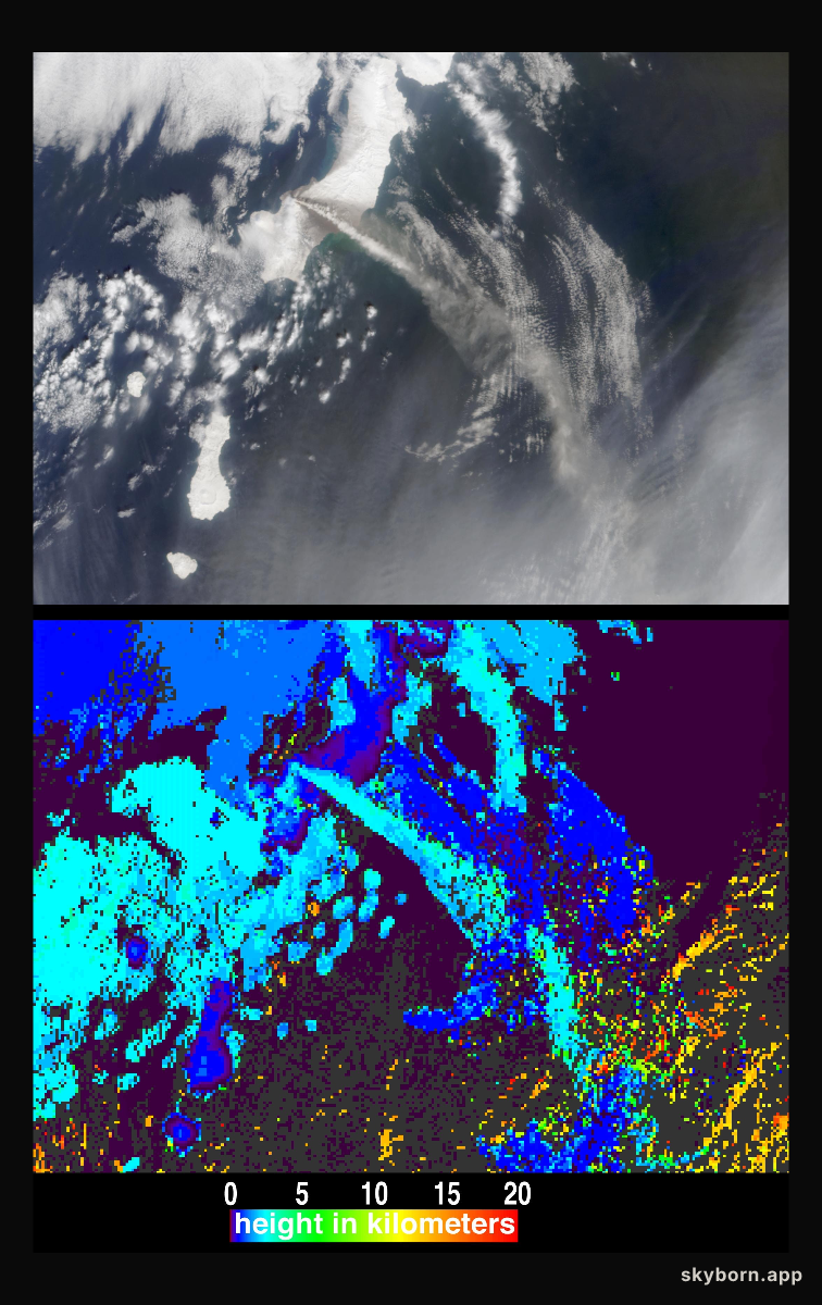 Height and Motion of the Chikurachki Eruption Plume