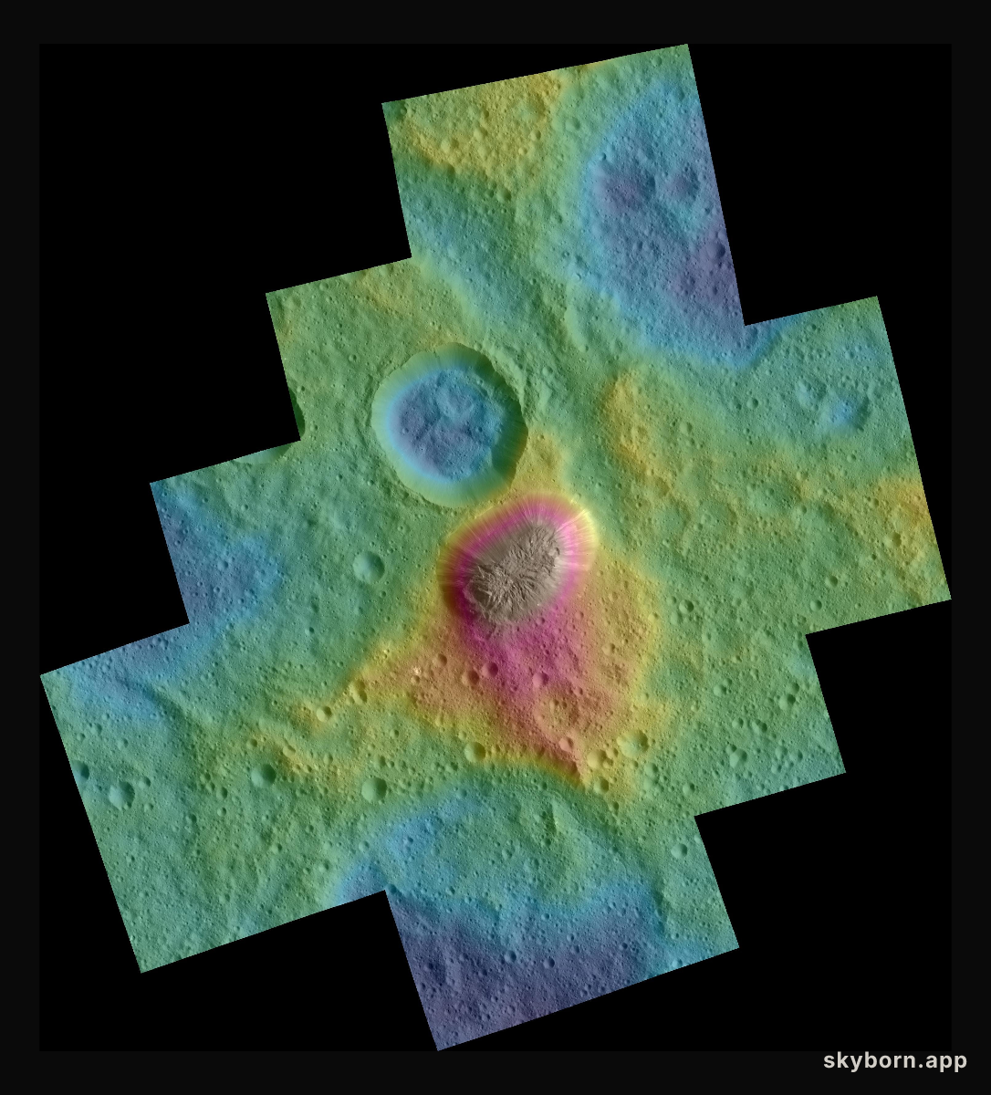 Dawn Color Topography of Ahuna Mons on Ceres