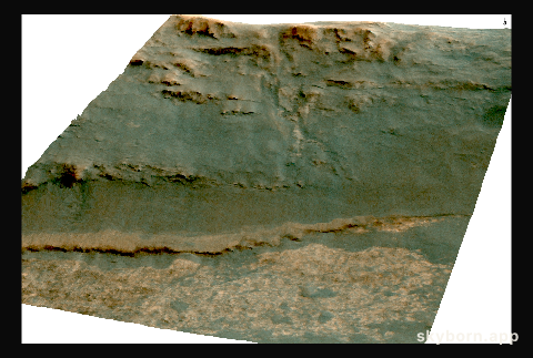 Martian 'Perseverance Valley' in Perspective (Vertical Exaggeration)
