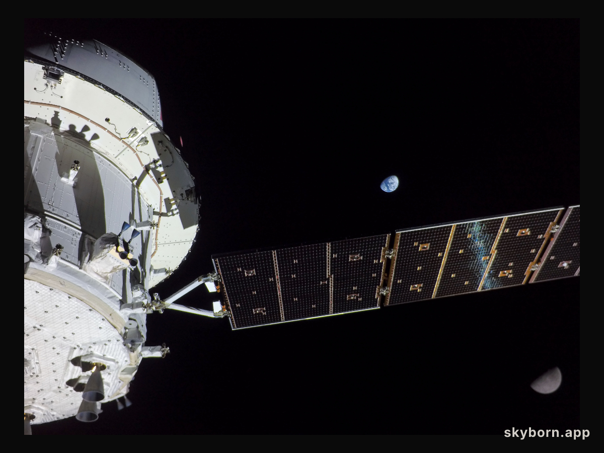 Flight Day 13: Earth, Array, and Moon
