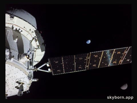 Flight Day 13: Earth, Array, and Moon