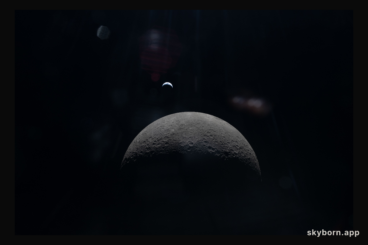 Crescent Earth Over Lunar Horizon