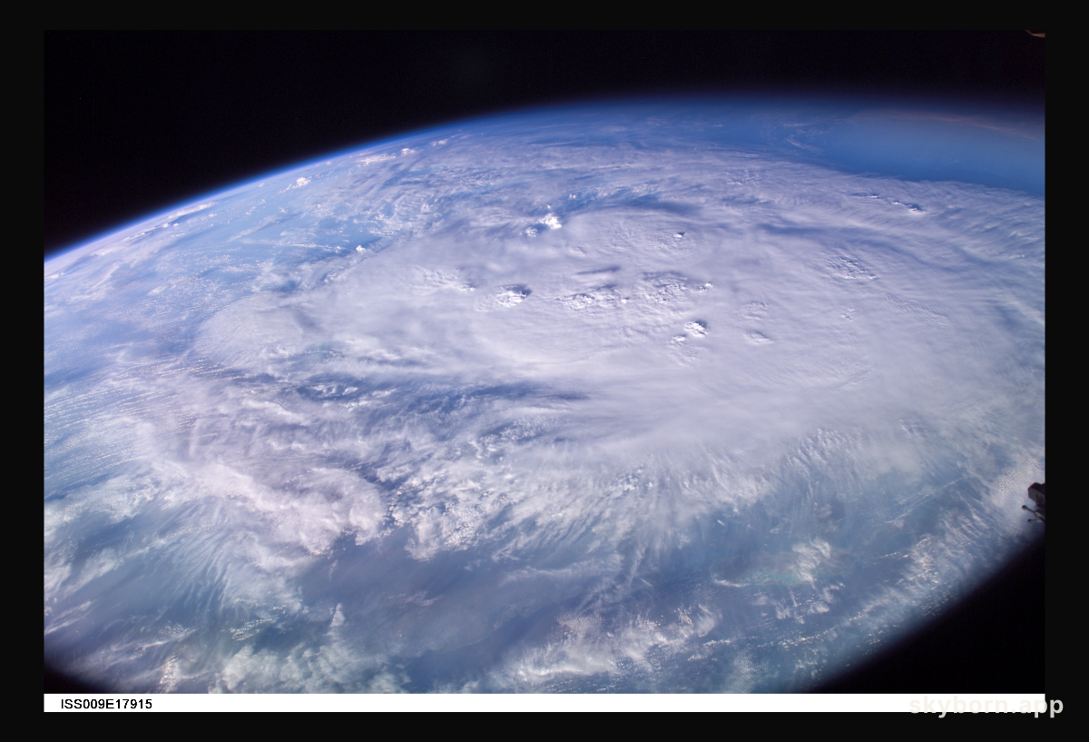 This is an early morning view (6:29 a.m., CDT) from the International Space Station, which shows Hurricane Charley