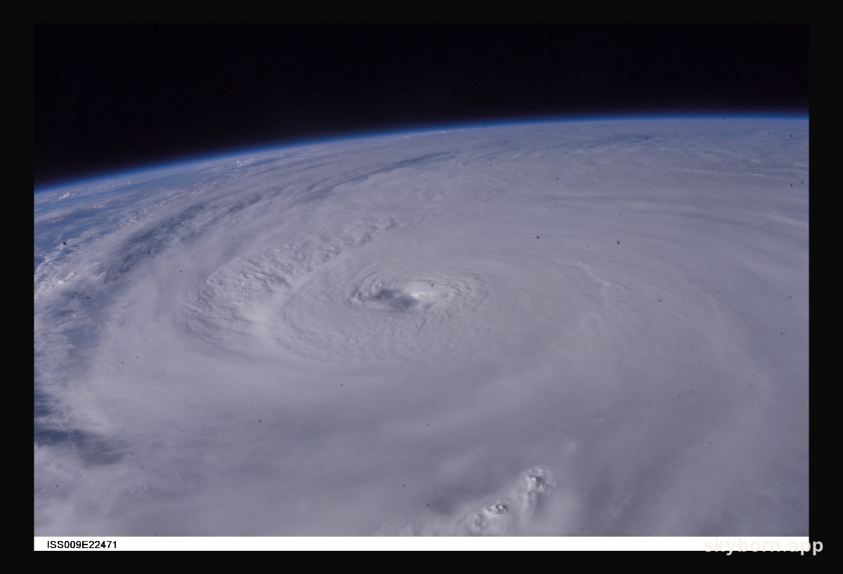Hurricane Ivan was photographed as it entered the Gulf of Mexico late Monday (22:36:49 GMT, Sept