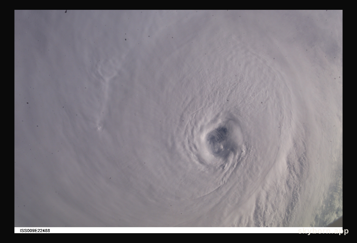 - The eye of Hurricane Ivan, swirling with sustained winds of 160 mph at the time, was photographed as the storm