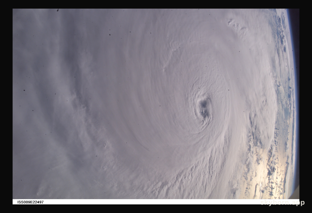 Hurricane Ivan was photographed as it entered the Gulf of Mexico late Monday (22:39:23 GMT, Sept