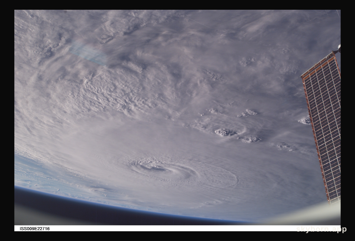 Hurricane Ivan was photographed as it churned in the Gulf of Mexico late Tuesday (23:09:41 GMT, Sept